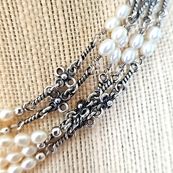 Silpada 5 Strand Sterling Silver Freshwater Pearl Necklace 17" Long N1214 - Picture 5 of 5
